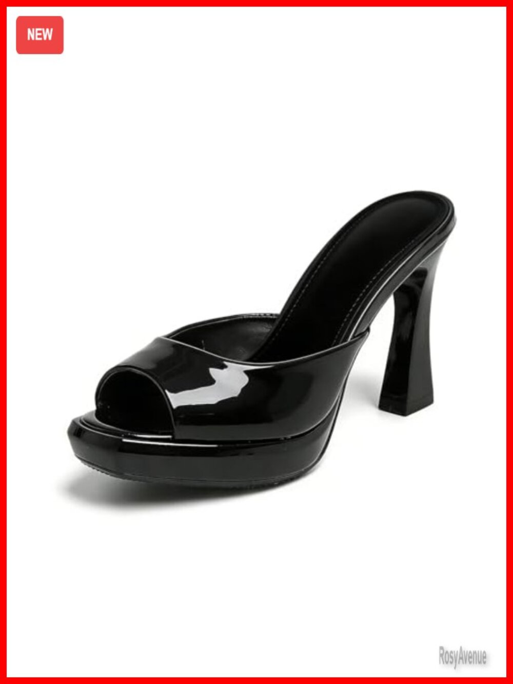 Platform Block Heel Mules Square Peep Toe Slip-On High Heel Sandals